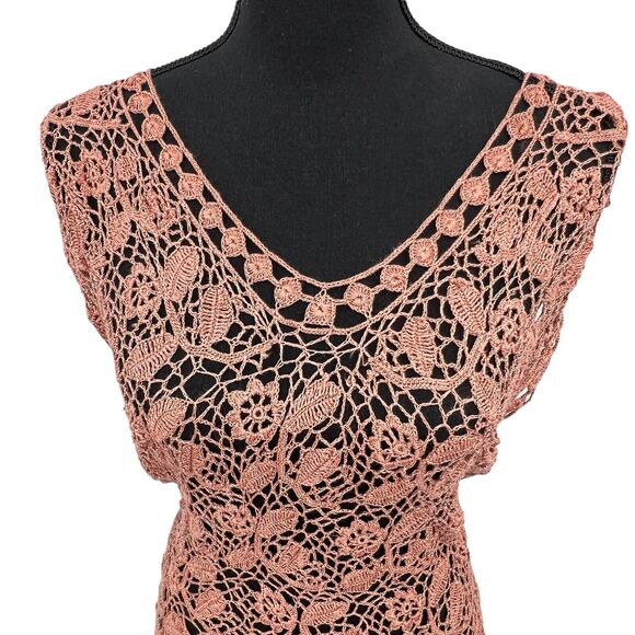 Anthropologie Moth Womens Linen Rayon Floral Crochet Knit Lace Sweater Small - Picture 4 of 6